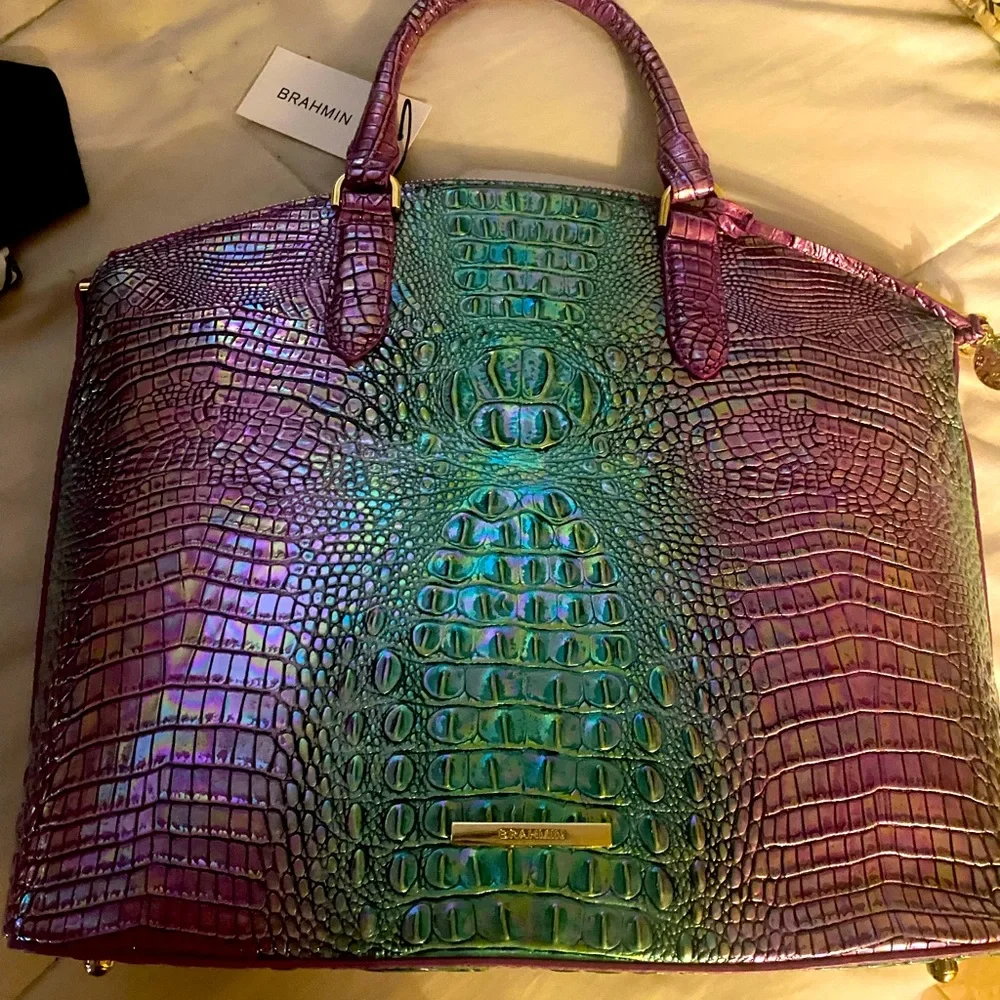 Brahmin LARGE Duxbury Satchel Hyacinth Ombre Melbourne & WALLET included used